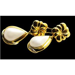 13MM NATURAL PEARL 14K YELLOW GOLD EARRING