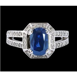 GIA 3.22CT NATURAL CEYLON BLUE SAPPHIRE 14K WHITE GOLD RING