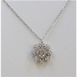 14K WHITE GOLD MOUNTING PENDANT CHAIN :2.6g/Diamond:0.23ct