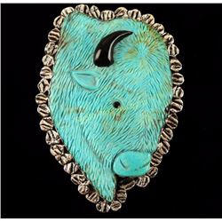 Carved Turquoise Belt Buckle