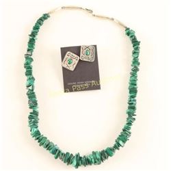 Malachite Necklace & Earrings Set