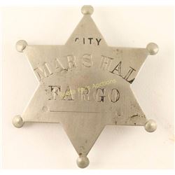 Old West N. Dakota City Marshall Badge