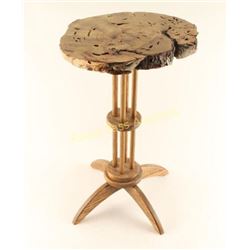 Round Pecan Burl Table