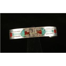 Sterling Silver Chip Inlay Cuff