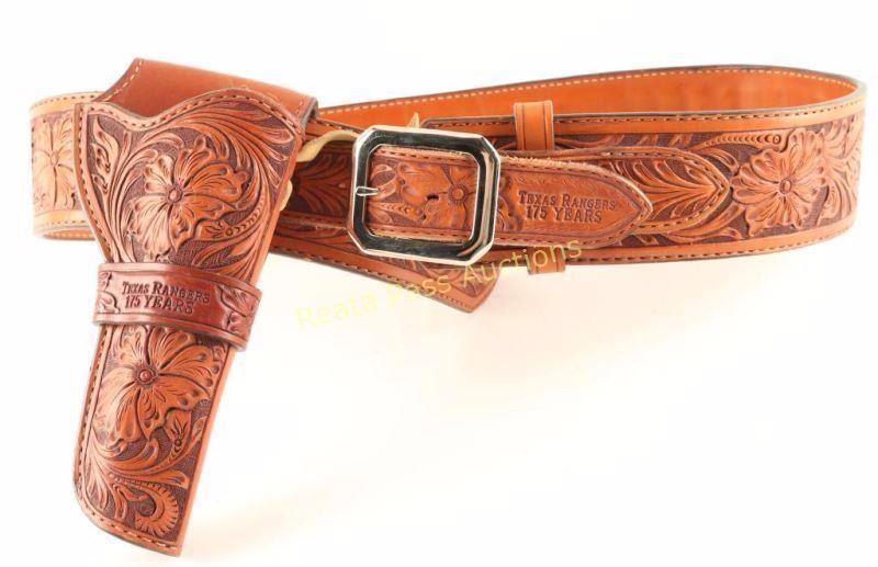 Texas Rangers Tooled Leather Holster Rig