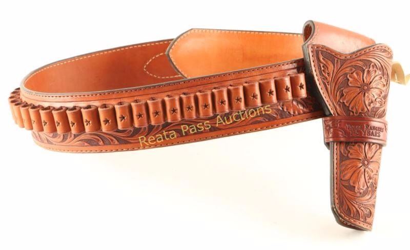 Texas Rangers Tooled Leather Holster Rig