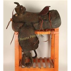Western Floral Tooled Saddle