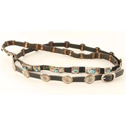 Lot of 2 Sterling Silver & Leather Hatbands