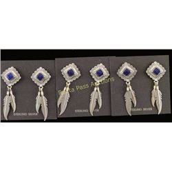 Lot of 3 Lapis & Sterling Silver Earrings