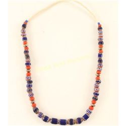 Cobalt Chevron Trade Bead Necklace