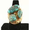 Image 1 : Large Navajo Men's 3 Stone Turquoise Ring