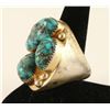 Image 2 : Large Navajo Men's 3 Stone Turquoise Ring