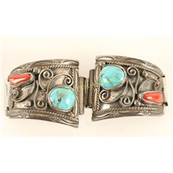 Navajo Coral & Turquoise Watchband