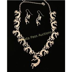 Sterling Kokopelli Necklace & Earrings Set