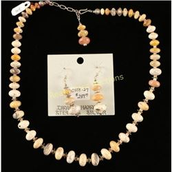Natural White Stone Necklace & Earrings Set