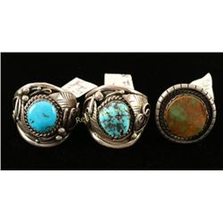 Lot of 3 Sterling & Turquoise Rings