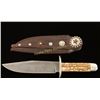 Image 1 : Custom Bowie Knife with Leather Scabbard