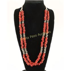 Double Strand Navajo Coral Necklace