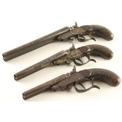Collection of 3 Antique Double Barrel Pistols