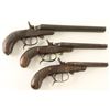 Image 2 : Collection of 3 Antique Double Barrel Pistols
