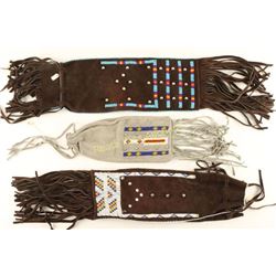 Lot of 3 Beaded Suede Pipe Bags