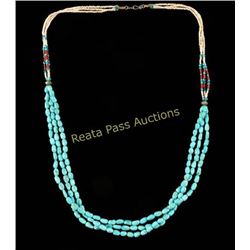 Navajo 3 Strand Turquoise Necklace