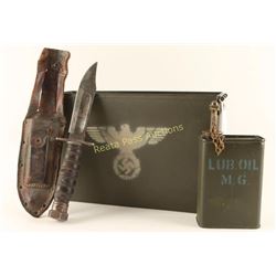 Repro Nazi Ammo Can, Knife, & Oiler