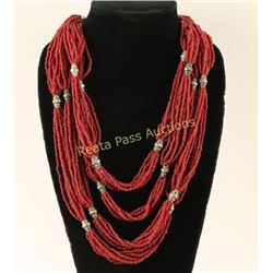 Coral 32 Strand Necklace