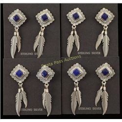 Lot of 4 Lapis & Sterling Silver Earrings