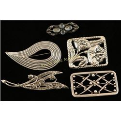 Lot of 5 Art Deco Brooches