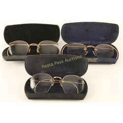 Lot of 3 Old Pairs Eyeglasses