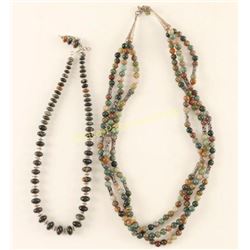 Collection of 2 Green Stone Necklaces