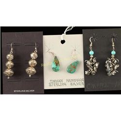 3 Pairs Native American Earrings