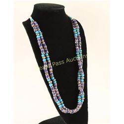 Cobalt Trade Bead Chevron Necklace