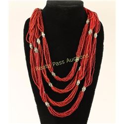 Coral 32 Strand Necklace