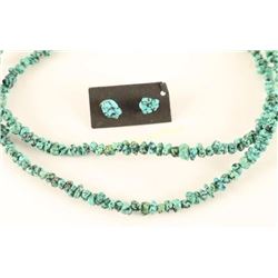 Small Turquoise Nugget Necklace & Earrings