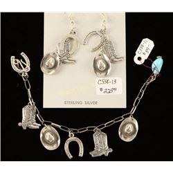 Western Themed Bracelet and Earrings Set