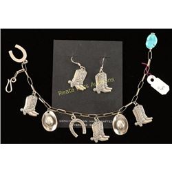Western Themed Bracelet and Earrings Set