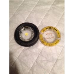 Rubber Tire Ashtray (1) With Extra Ashtray (1)
