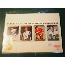 Gordie Howe  Mr. Hockey  & Marty Howe Commemorative Sheet - Western Canada Tour 1991, Limited Editio