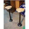 Image 1 : Metal Bolt Down Stools, Wooden Tops (2) (One Damaged) (30" Tall)