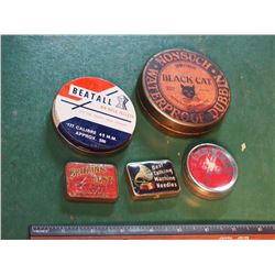 Small Tins (5) Pellets, Needles