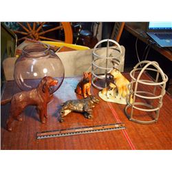 Dog Figurines, Lamp Post Covers, Purple Glass Globe