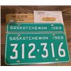 Image 1 : 1969 Pair Of Saskatchewan Plates, Never Used, Original Envelope