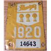 Image 1 : 1920 Saskatchewan License Plate Tag