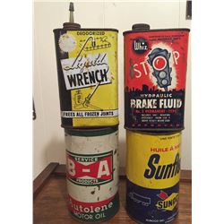 Lot Of 4 Oil Tins (BA, Sunoco)