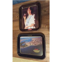 Lot Of 2 Coca-Cola Trays, Vancouver /Brown Tray With Girl