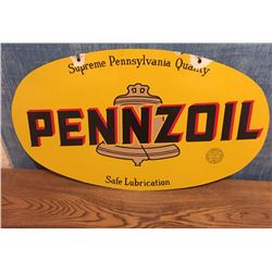 Pennzoil Sign, Porcelain, DS 29"x16"