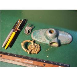 Lot Of Misc. (Garden Sprinkler, Pens, Mini Door Knocker)