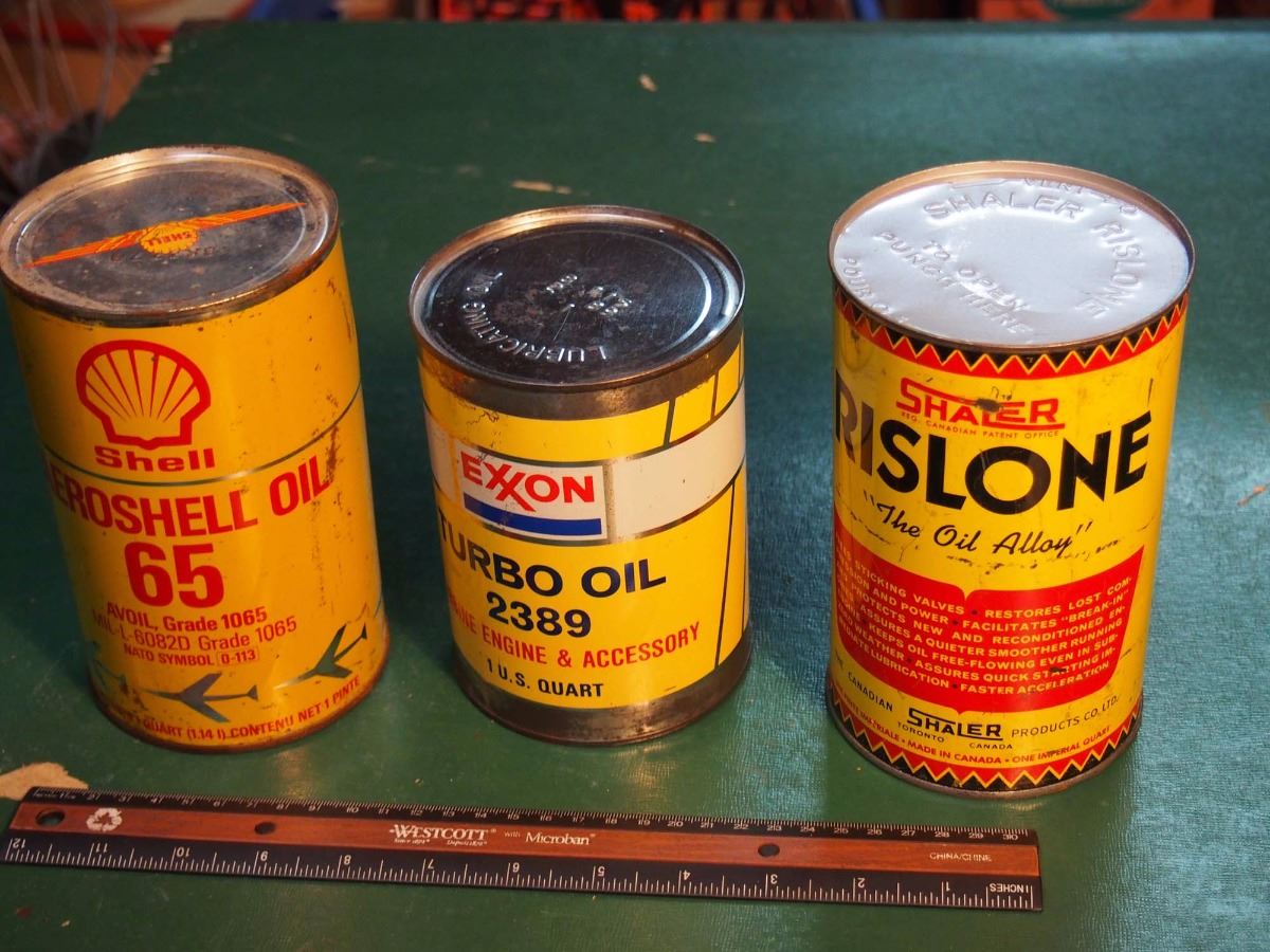 Aeroshell 65 Shell Aeroshell 65 Tin Full, Shaler Rislone Tin Full, Exxon Turbo Oil ...